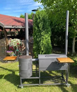 Šašlykinė - kazano pečius - rūkykla 3 in 1